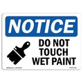 Signmission OSHA Notice Sign, 7" Height, Rigid Plastic, Do Not Touch Wet Paint Sign With Symbol, Landscape OS-NS-P-710-L-11390